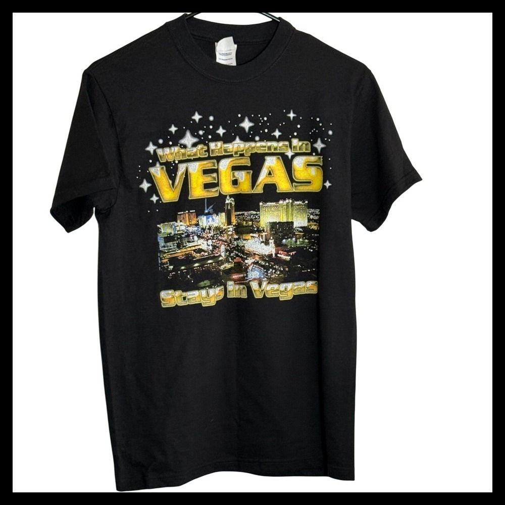 NWOT Delta Magnum Weight What Happens in Vegas Stays in Vegas Black T-Shirt S
